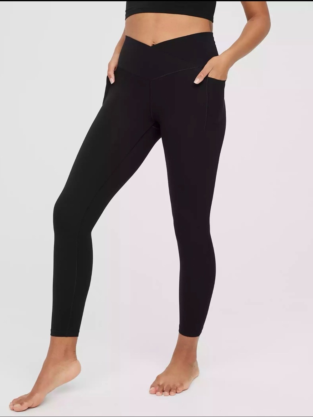 OFFLINE by Aerie Real Me Crossover Leggings Womens M Black High Rise 7/8